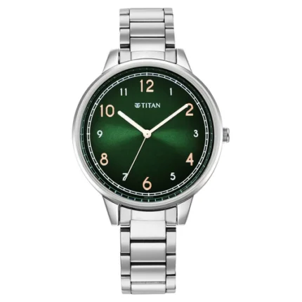Titan Trendsetters Green Dial Analog Stainless Steel Strap watch for Women-2648SM05