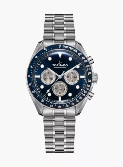Tornado Men's Silver Chronograph Stainless Steel Strap Watch - T22103-SBSN