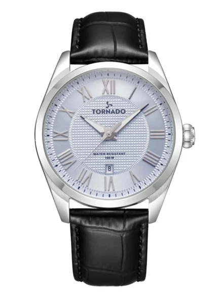 Tornado Men's Black Analog Leather Strap Watch T8007-SLBL