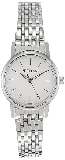 Titan Quartz Analog Silver Dial Metal Strap Watch for Women-TT2593SM04
