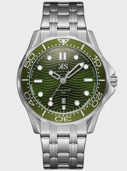 Kenneth Scott Men's Silver Analog Stainless Steel Strap Watch K22009-SBSH