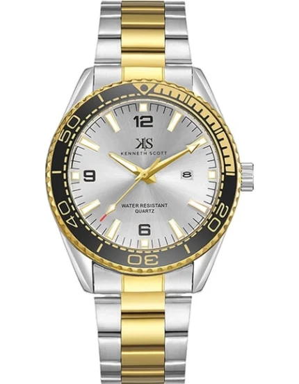 Kenneth Scott Men's Silver Dial Analog Watch - K23024-TBTSB
