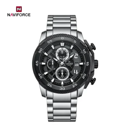 Naviforce Chronograph Fashion Sports Trend Calendar Luminous Men’s Steel Strap Quartz Watch-NF8047M
