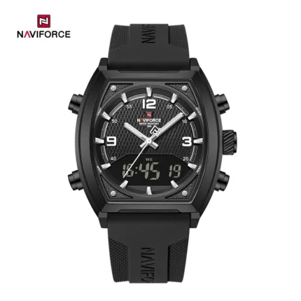 NAVIFORCE NF9242 Men’s Dynamic Racing Style Dual Display Multifunctional Watch, Silicone Strap, Luminous, Waterproof