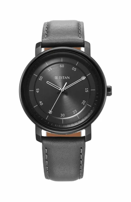 Titan Workwear Quartz Analog Anthracite Dial Leather Strap Watch for Men-TTD1884NL01